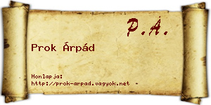 Prok Árpád névjegykártya